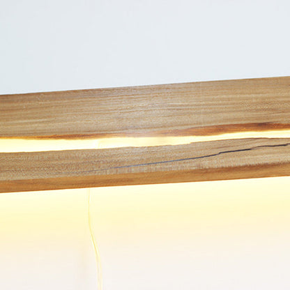 Contemporary Nordic Wood Resin Rectangular Cracked Wood Grain LED Wall Sconce Lamp For Living Room