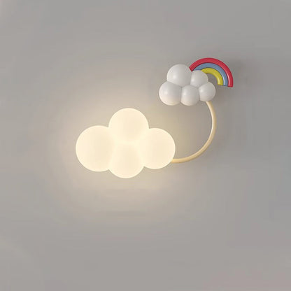 Contemporary Creative Iron & Plastic Cloud-Shaped LED Wall Sconce Lamp For Bedroom