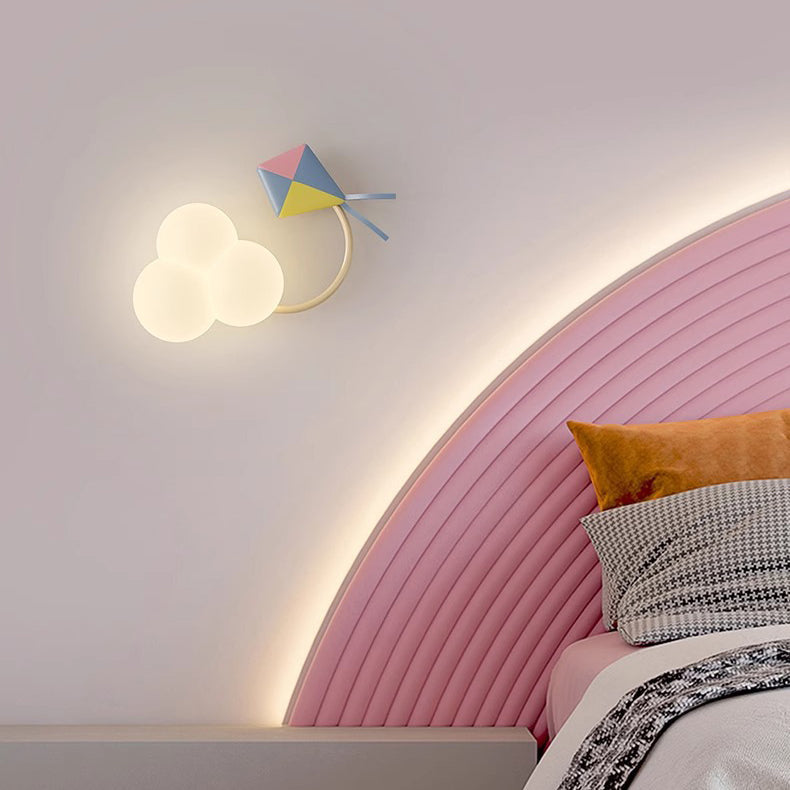 Contemporary Creative Iron & Plastic Cloud-Shaped LED Wall Sconce Lamp For Bedroom