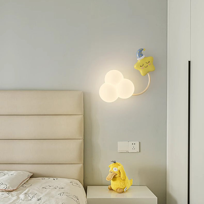 Contemporary Creative Iron & Plastic Cloud-Shaped LED Wall Sconce Lamp For Bedroom