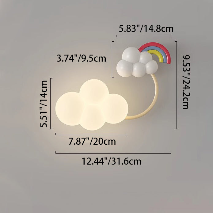 Contemporary Creative Iron & Plastic Cloud-Shaped LED Wall Sconce Lamp For Bedroom