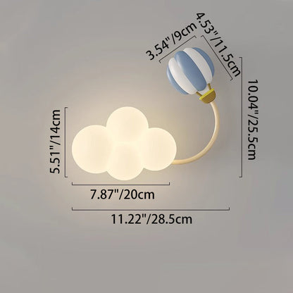 Contemporary Creative Iron & Plastic Cloud-Shaped LED Wall Sconce Lamp For Bedroom