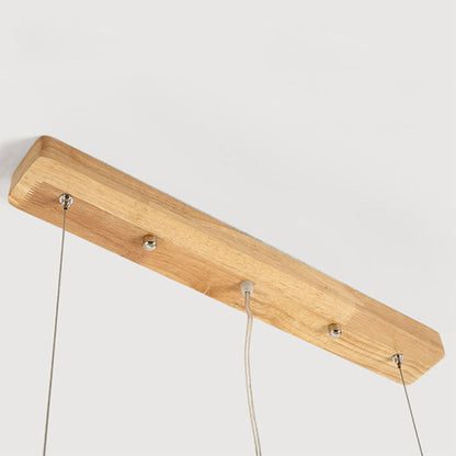 Traditional Japanese Wood Acrylic Rectangular LED Island Light Chandelier For Dining Room
