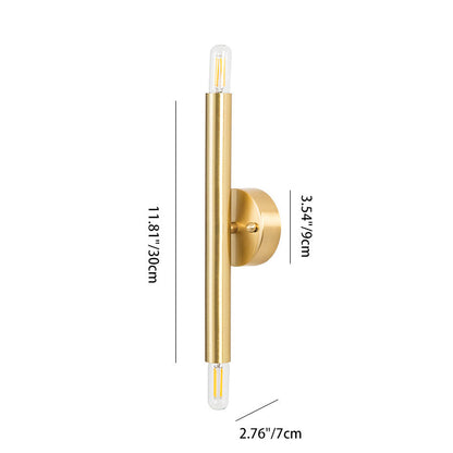 Contemporary Nordic Brass Cylindrical Up & Down 2-Light Wall Sconce Lamp For Bedroom