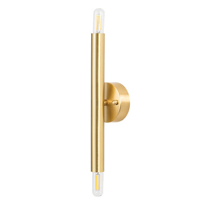 Contemporary Nordic Brass Cylindrical Up & Down 2-Light Wall Sconce Lamp For Bedroom