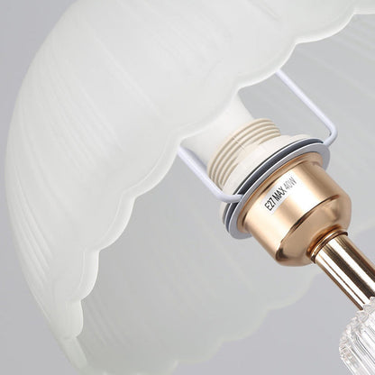 Modern Minimalist Metal Acrylic Glass Striped Cylinder Base Dome Flower 1-Light Table Lamp For Bedroom