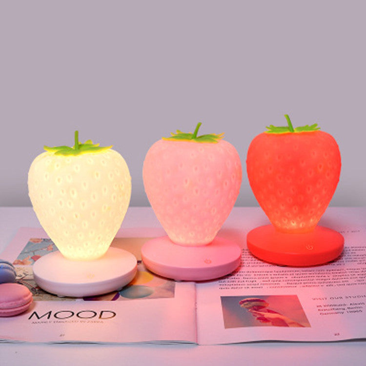 Contemporary Creative ABS & Silicone Strawberry LED Table Lamp Night Light For Bedroom