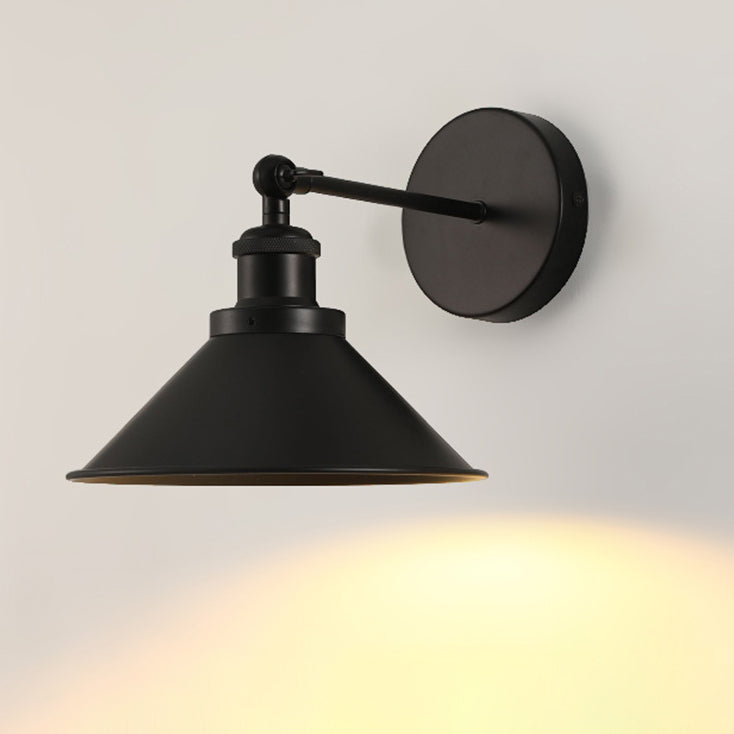 Contemporary Retro Iron Round Cone 1-Light Wall Sconce Lamp For Living Room