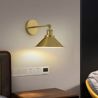 Contemporary Retro Iron Round Cone 1-Light Wall Sconce Lamp For Living Room