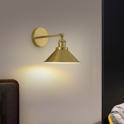 Contemporary Retro Iron Round Cone 1-Light Wall Sconce Lamp For Living Room