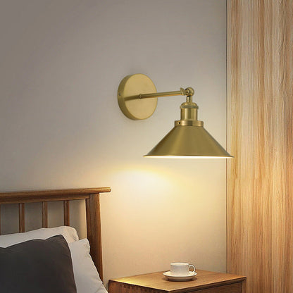 Contemporary Retro Iron Round Cone 1-Light Wall Sconce Lamp For Living Room