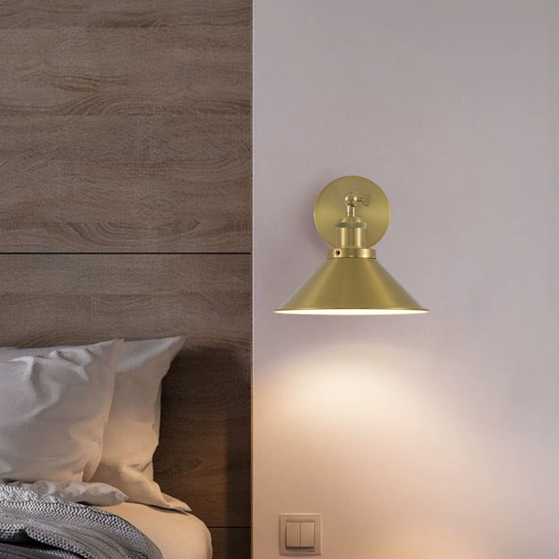 Contemporary Retro Iron Round Cone 1-Light Wall Sconce Lamp For Living Room