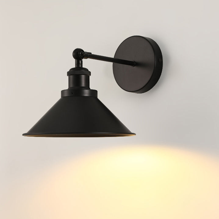 Contemporary Retro Iron Round Cone 1-Light Wall Sconce Lamp For Living Room
