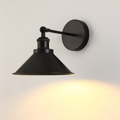 Contemporary Retro Iron Round Cone 1-Light Wall Sconce Lamp For Living Room