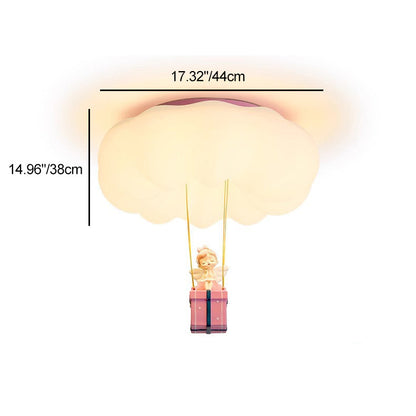 Contemporary Creative Iron Acrylic Resin Cloud Shape LED Flush Mount Ceiling Light For Girl's Bedroom