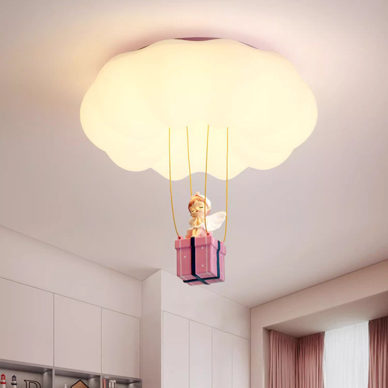 Contemporary Creative Iron Acrylic Resin Cloud Shape LED Flush Mount Ceiling Light For Girl's Bedroom