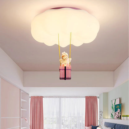 Contemporary Creative Iron Acrylic Resin Cloud Shape LED Flush Mount Ceiling Light For Girl's Bedroom