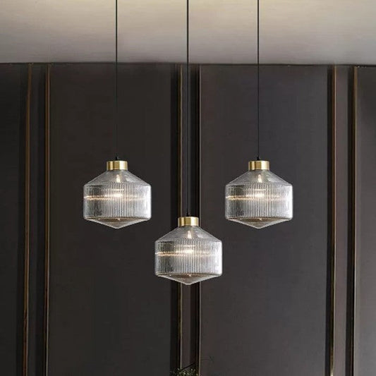 Contemporary Nordic Carbon Steel Textured Glass 1-Light Pendant Light For Living Room