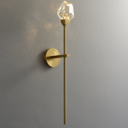 Modern Luxury Brass Rod Irregular Crystal LED Wall Sconce Lamp For Living Room