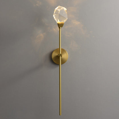 Modern Luxury Brass Rod Irregular Crystal LED Wall Sconce Lamp For Living Room