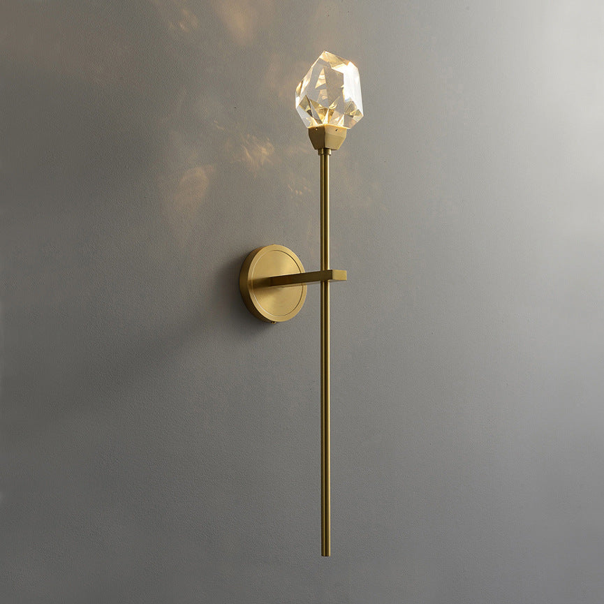 Modern Luxury Brass Rod Irregular Crystal LED Wall Sconce Lamp For Living Room