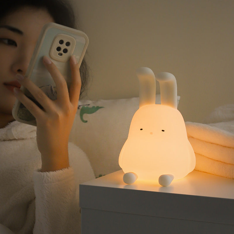 Contemporary Creative ABS Silicone Bunny LED Night Light Table Lamp For Bedroom