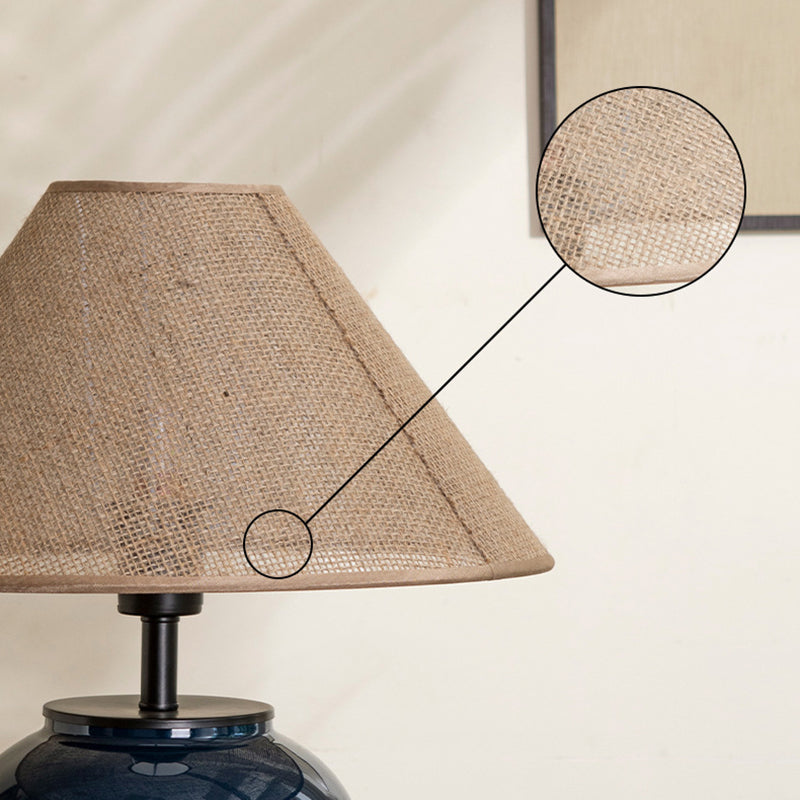 Contemporary Nordic Ceramic And Fabric Jar-Shaped 1-Light Table Lamp For Bedroom