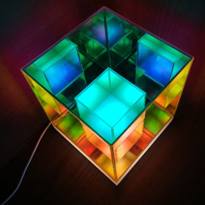 Contemporary Creative Acrylic Multicolor Diamond Cube Pyramid LED Night Light Table Lamp For Bedroom