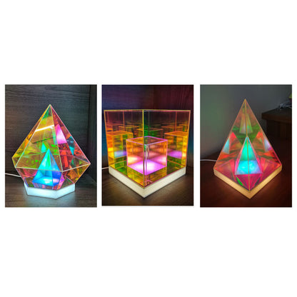 Contemporary Creative Acrylic Multicolor Diamond Cube Pyramid LED Night Light Table Lamp For Bedroom