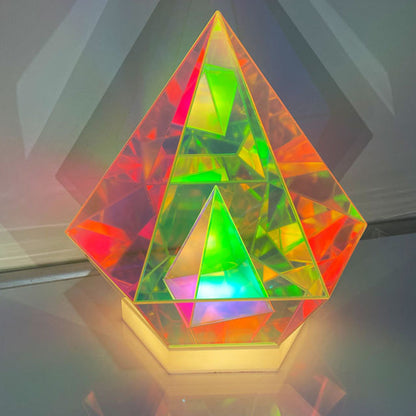 Contemporary Creative Acrylic Multicolor Diamond Cube Pyramid LED Night Light Table Lamp For Bedroom