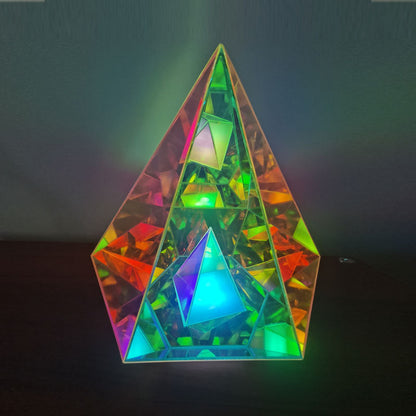 Contemporary Creative Acrylic Multicolor Diamond Cube Pyramid LED Night Light Table Lamp For Bedroom