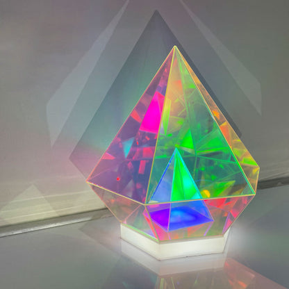 Contemporary Creative Acrylic Multicolor Diamond Cube Pyramid LED Night Light Table Lamp For Bedroom