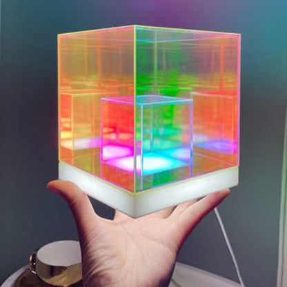 Contemporary Creative Acrylic Multicolor Diamond Cube Pyramid LED Night Light Table Lamp For Bedroom