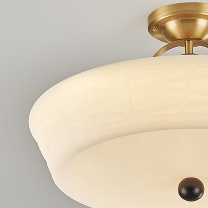Modern Mid-Century Brass Stainless Steel Acrylic Round Dome Semi-Flush Mount Light For Living Room