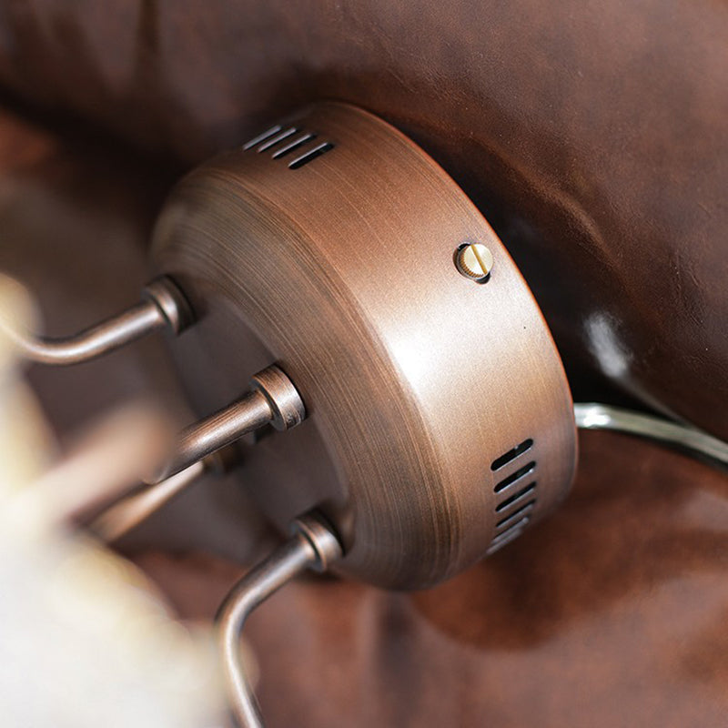 Modern Mid-Century Iron And Resin Round Leaf Texture LED Semi-Flush Mount Light For Living Room