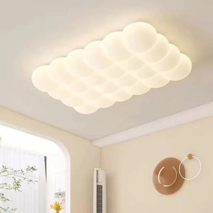 Contemporary Creative Iron & PE Round Square Rectangular Bubble-Shaped LED Flush Mount Ceiling Light For Living Room