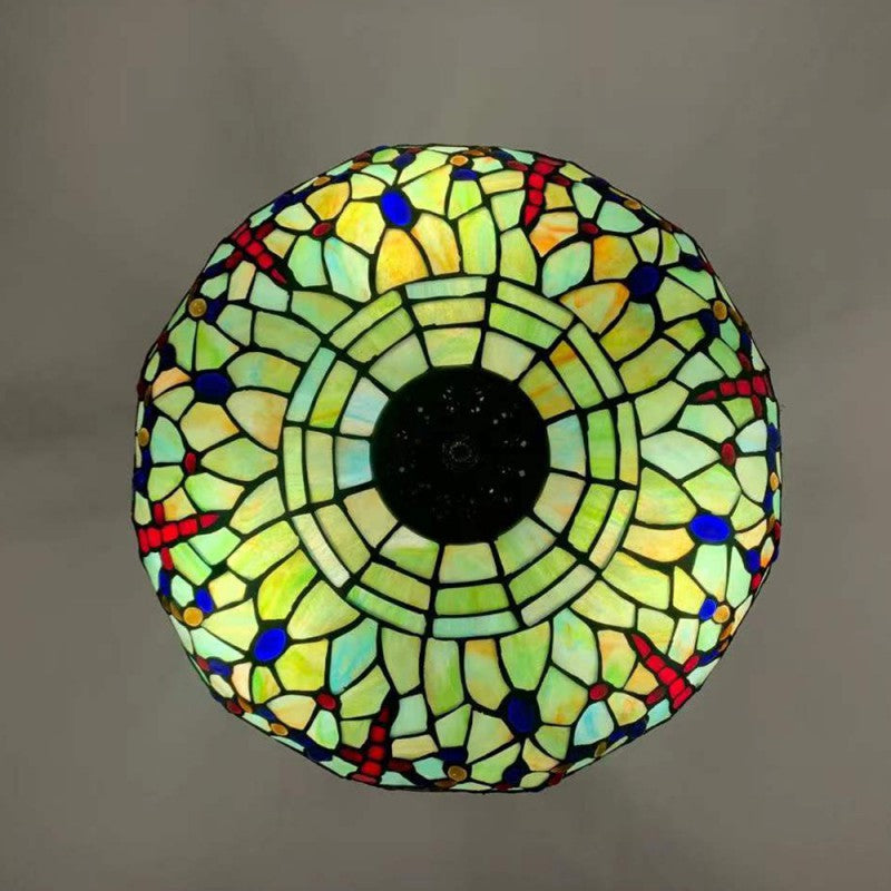 Traditional Tiffany Alloy & Stained Glass Dragonfly Dome 3-Light Chandelier For Living Room