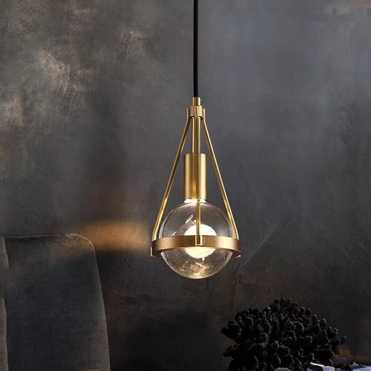 Modern Luxury Brass & Crystal Globe 1-Light Pendant Light For Living Room