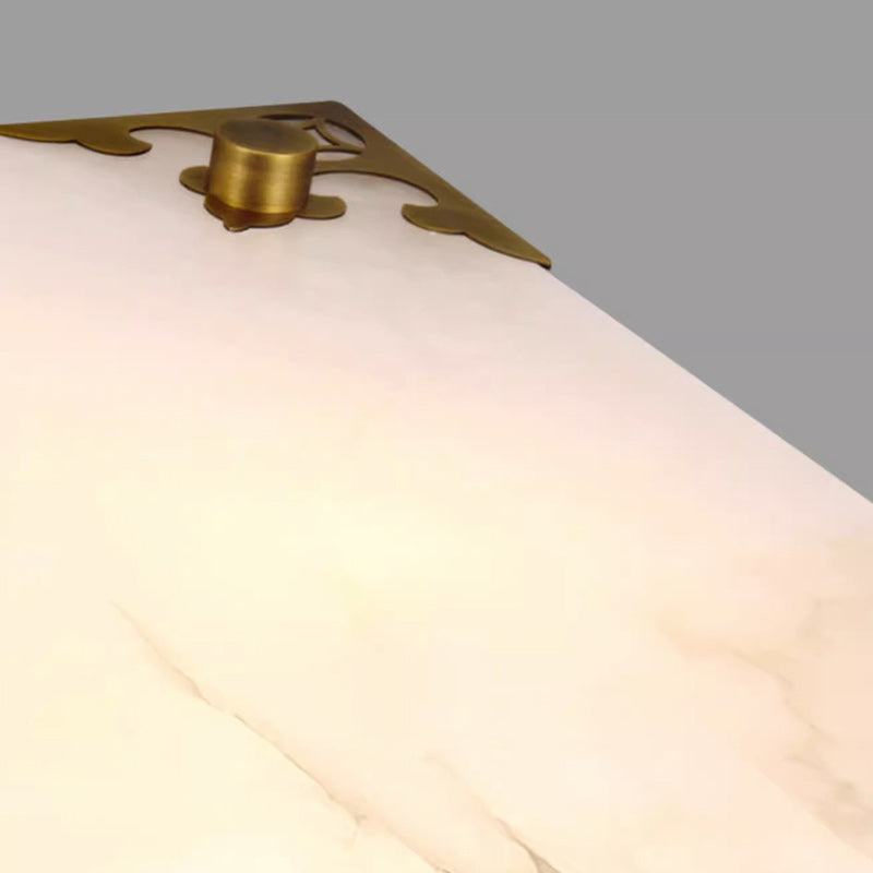 Traditional Chinese Brass & Jade Square LED Flush Mount Ceiling Light For Living Room