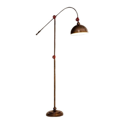 Contemporary Industrial Iron Dome Fishing Rod 1-Light Standing Floor Lamp For Living Room