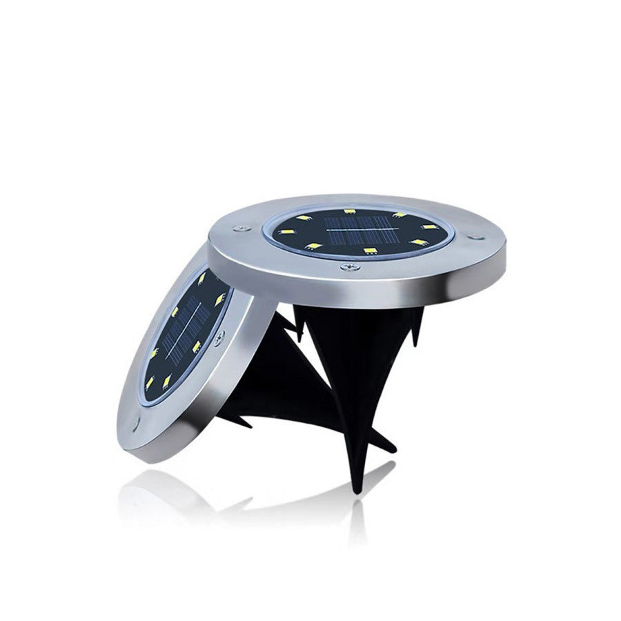 Modern Minimalist Plastic Stainless Steel Round LED Solar Outdoor Light For Garden