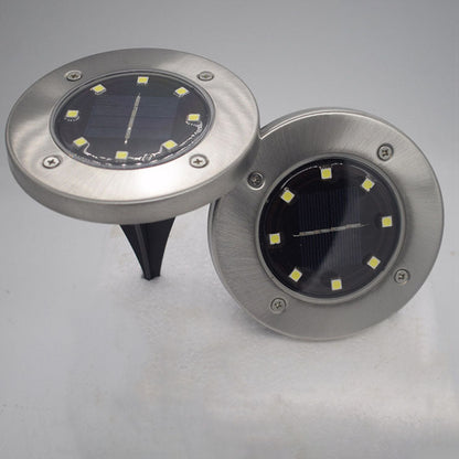 Modern Minimalist Plastic Stainless Steel Round LED Solar Outdoor Light For Garden