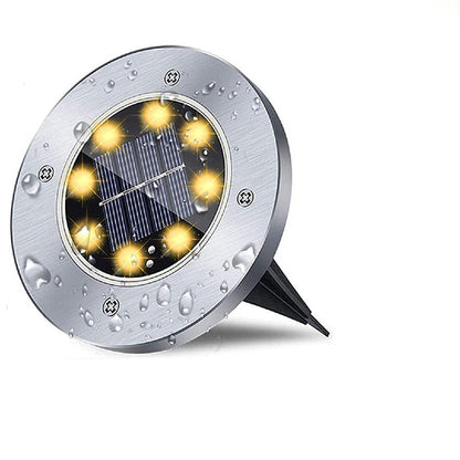 Modern Minimalist Plastic Stainless Steel Round LED Solar Outdoor Light For Garden