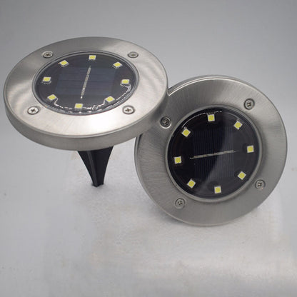 Modern Minimalist Plastic Stainless Steel Round LED Solar Outdoor Light For Garden