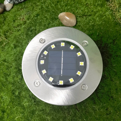Modern Minimalist Plastic Stainless Steel Round LED Solar Outdoor Light For Garden