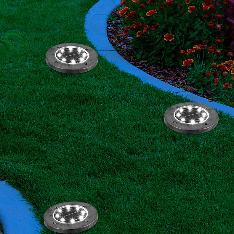 Modern Minimalist Plastic Stainless Steel Round LED Solar Outdoor Light For Garden