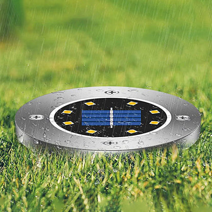 Modern Minimalist Plastic Stainless Steel Round LED Solar Outdoor Light For Garden