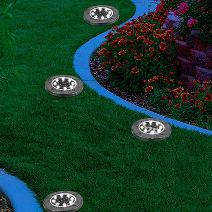 Modern Minimalist Plastic Stainless Steel Round LED Solar Outdoor Light For Garden