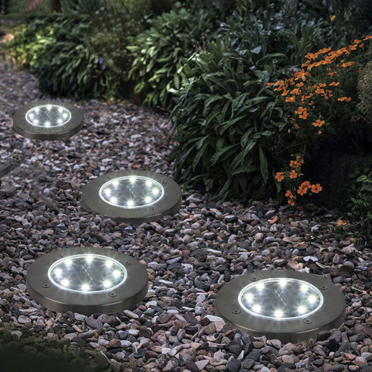 Modern Minimalist Plastic Stainless Steel Round LED Solar Outdoor Light For Garden