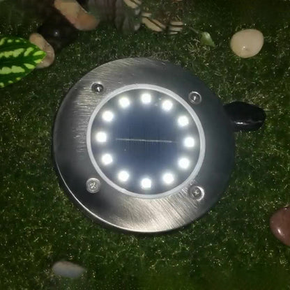Modern Minimalist Plastic Stainless Steel Round LED Solar Outdoor Light For Garden
